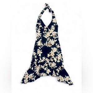 Vintage Y2K City Triangles Halter Floral V-Neck Midi Dress